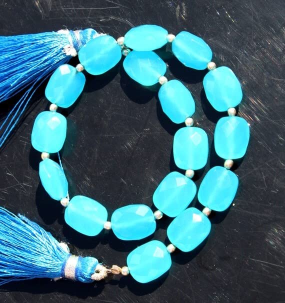 Apatite bleue et calcédoine facettée LKBEADS : perles rectangles de prestige pour bijoux
