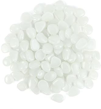 100 Pcs Luminous Pebbles, Glow in The Dark Garden Pebbles Stones Luminous Fish Tank Aquariums Rocks for DIY, Fish Tank, Potted Plants,Succulents Decorative, Outdoor Indoor Use White