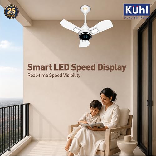 Image of KUHL Arctis A8 600 mm BLDC 65% Power Saving BLDC Ceiling Fan With Remote | BEE 5 Star Rated & ISI Marked | High Air Flow & LED Indicators | 5 Year Warranty on Motor | White