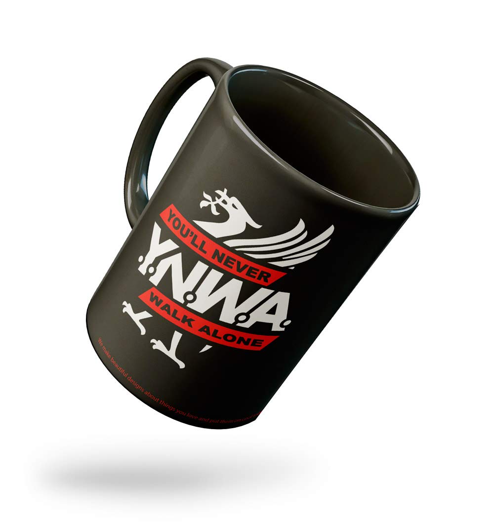 Tee Mafia Ceramic Microwave & Dishwasher Safe Designer Liverpool You'll Never Walk Alone Printed Black Coffee Mug, 330 ml