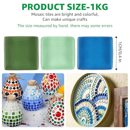 Azulejos de mosaico pequeños en serie verde para manualidades y baño 1kg 3
