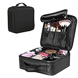 Q Dream Travel Makeup Train Case Makeup Cosmetic Case Organizer Portable Artist Storage Bag with Adjustable Dividers for Cosmetics Makeup Brushes Toiletry Holders