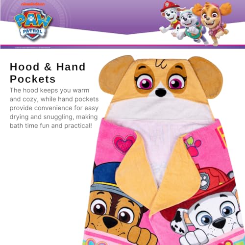 Image of Paw Patrol Girl Skye, Marshall, Chase Kids Super Soft Bath /Pool /Beach Soft Cotton Terry Hooded Towel Wrap, 24 in x 50 in, (Officially Licensed Product) by Franco