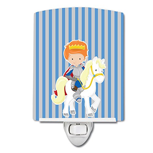 Lámpara de noche cerámica con figura de príncipe en caballo miniatura 1