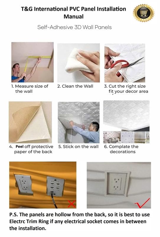 Image of 3D Wall Panels I Peel and Stick I Self Adhesive I Embossed and Paintable I 3D Tiles I 3D Bricks I Size 19.7 inch X 19.7 inch I Pack of 1 I Total Wall Covering Area 2.68 Sq.Ft. (PVC, White)