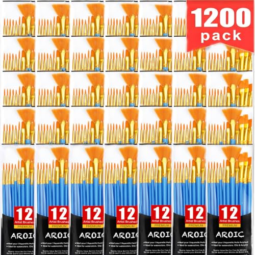 Image of AROIC Acrylic Paint Brush Set, 100Packs / 1200 pcs Paint Brushes Bulk | Acrylic Painting, Nylon Hair Brushes for All Purpose Oil Watercolor Painting Artist Professional Kits