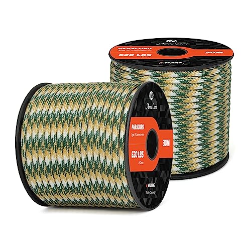 Abma Cord Paracord 620 lbs 4mm 9 Strands 100% Nylon 30M - Front Range Camo, Military-front Range Camo, 30 Meters