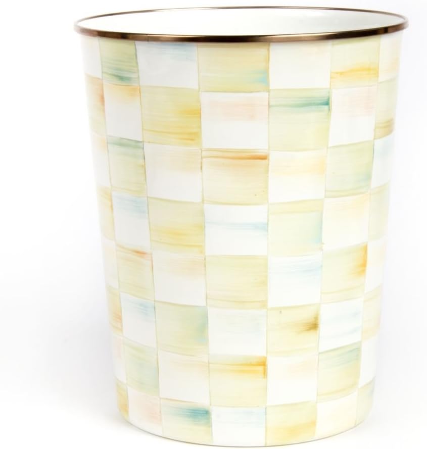 Get Discount 70% Price MacKenzie-Childs (p)parchment Check Waste Bin 8 dia., 9.5 tall