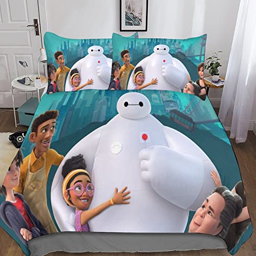 Anime Juego De Cama En 3D，Juego De Baymax Funda con Funda Nórdica De Microfibra, Juego De Cama De...