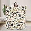 Dog Paw Bones Print Blanket Soft Comfy Flannel Throw Blankets Lightweight Warm Bed Throws Plush for Couch Sofa Camping Office Travel Home Bedroom Decor Girls Boys Women Men Gifts 60"X50" #2