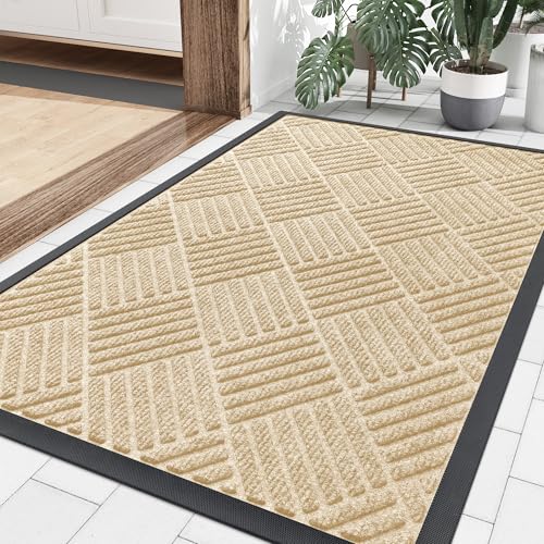 Smiry Front Door Mat Outside Entrance, Heavy Duty Outdoor Indoor