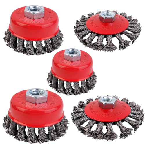 5 Stück Winkelschleifer Drahtbürste, 75/100/125mm Edelstahldraht Drahtbürste Flex, M14 Winkelschleifer für Reinigen und Schleifen