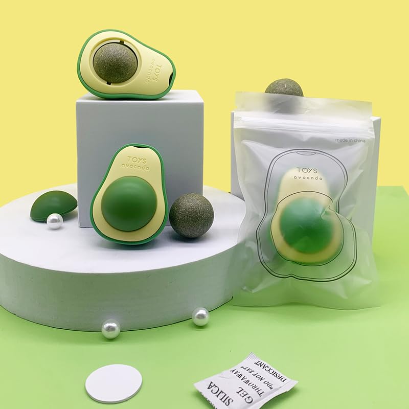 ASR-vr Avocado cat Toy,Catnip Balls Rotate 360 Degrees One Bag of Five