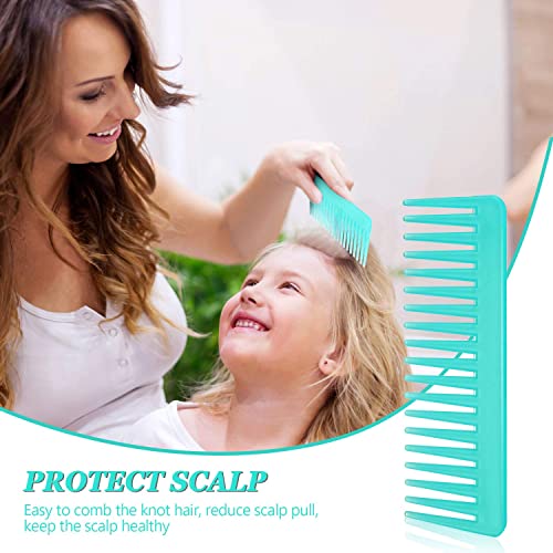 Large Hair Detangling Comb Wide Tooth Comb For Curly Hair Wet Dry Hair, No Handle Detangler Comb Styling Shampoo Comb (White, Cyan) #TOP6