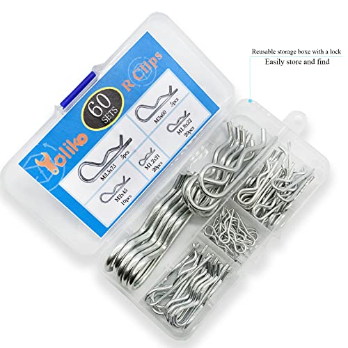 Image of 60 Pcs Hitch Pin Clip R Clips Retaining Pins Tractor Cotter Pin Hair Pin Assortment Spring Clip Retainer Pins Hitch Keeper Pins Kit for Dolly Pins /Trailer Pin Clips /Hand Ttruck Pin Replacement
