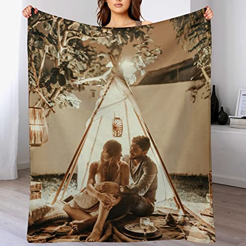 XSCDMT Custom Blanket with Photos&Texts-Flannel Personalized Blanket-Gifts for Couples Girlfriend Boyfriend Husband Wife-Valentine's Day Birthday Wedding 40"x 50" (1photo)