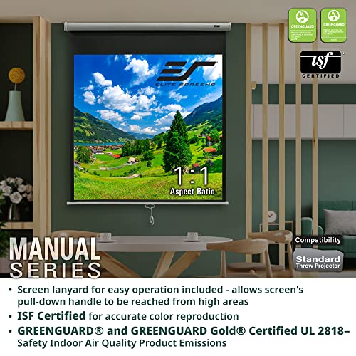 Image of Elite Screens Manual Series, 150-INCH 4:3, Pull Down Manual Projector Screen with AUTO LOCK, Movie Home Theater 8K / 4K Ultra HD 3D Ready, 2-YEAR WARRANTY, M150UWV2