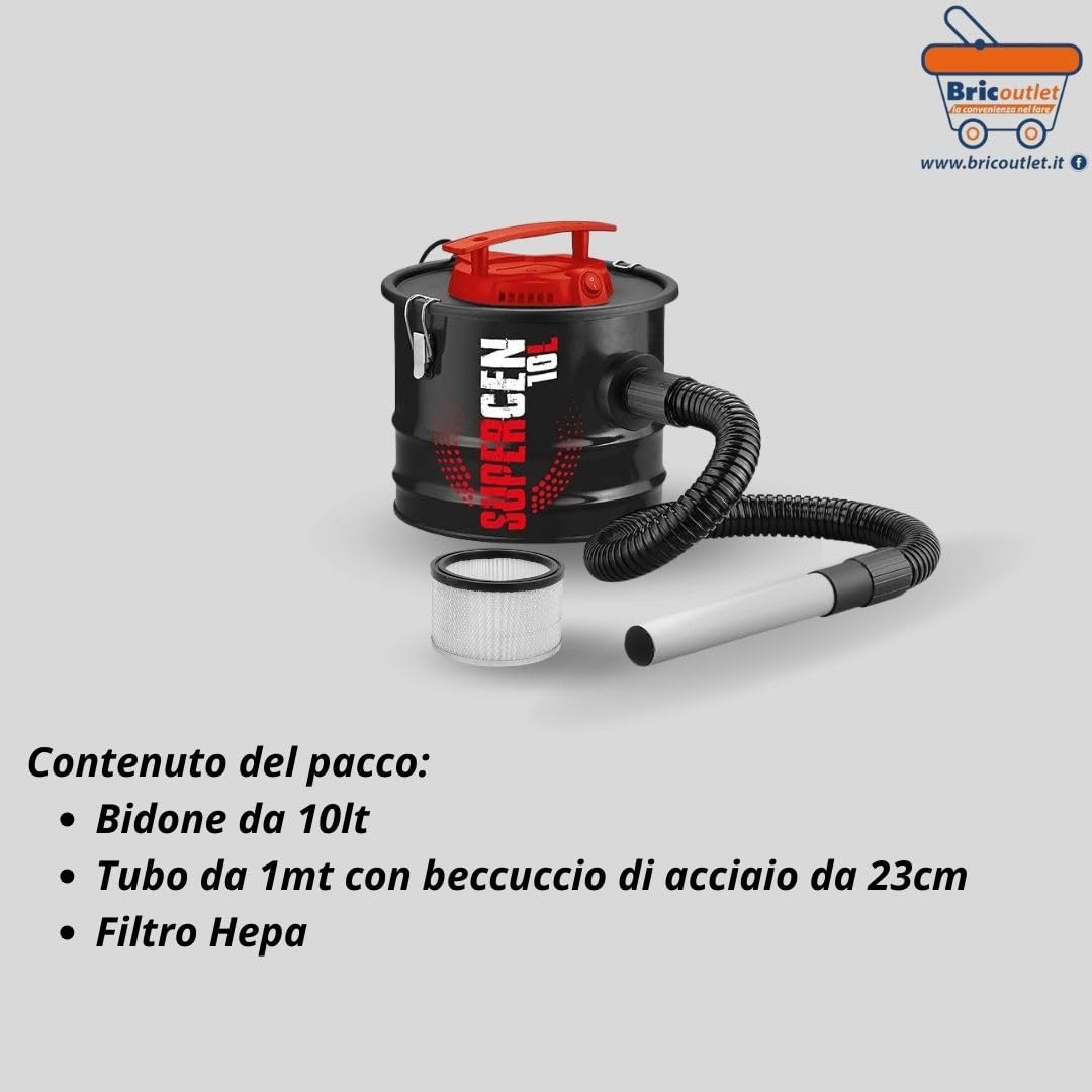 Aspicenere 10LT, Inossidabile, Bidone Aspira Aspirapolvere Aspiratori industriali 600Wcon filtro e tubo inclusi