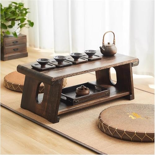 Image of 70 cm Long Japanese Meditation Tea /Coffee Table for Living Room, Balcony, Bedroom, Mid-Century Modern Solid Wood Low Height Floor Coffee Table. (70 x 34 x 28cm)