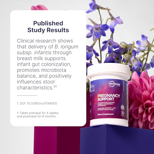Image of Microbiome Labs Pregnancy Support - Prenatal & Postpartum Probiotics for Women - Probiotic Supplements to Support Gut Health & A Balanced Vaginal Microbiome Through Breastfeeding (30 Capsules)
