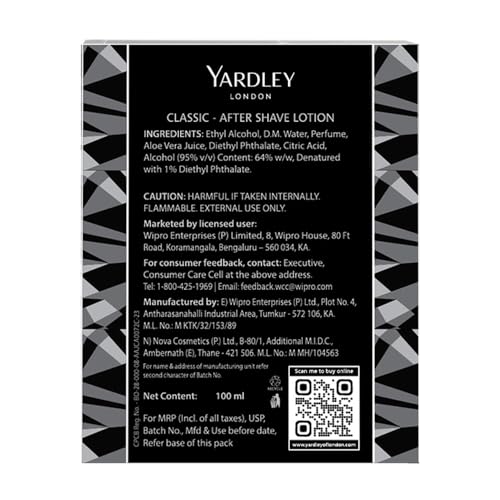 Image of Yardley London Gentleman Classic After Shave Lotion 100ml with Aloe Vera