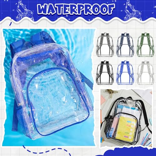 Image of Amylove 36 Pcs Clear Backpack bulk for Stadium Events Heavy Duty PVC Transparent Bookbag for College Workplace Security (15 Inches,6 Colors)
