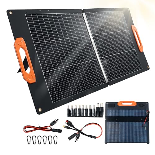 N-Type 16BB 100W Bifacial Portable ETFE Solar Panel Charger, Foldable Monocrystalline Panel w/ 30%...