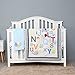 4 PCs Blue Grey Animal Theme Nursery Crib Bedding Set Alphabet Phonics Animal Theme Unisex Baby Bedding Set