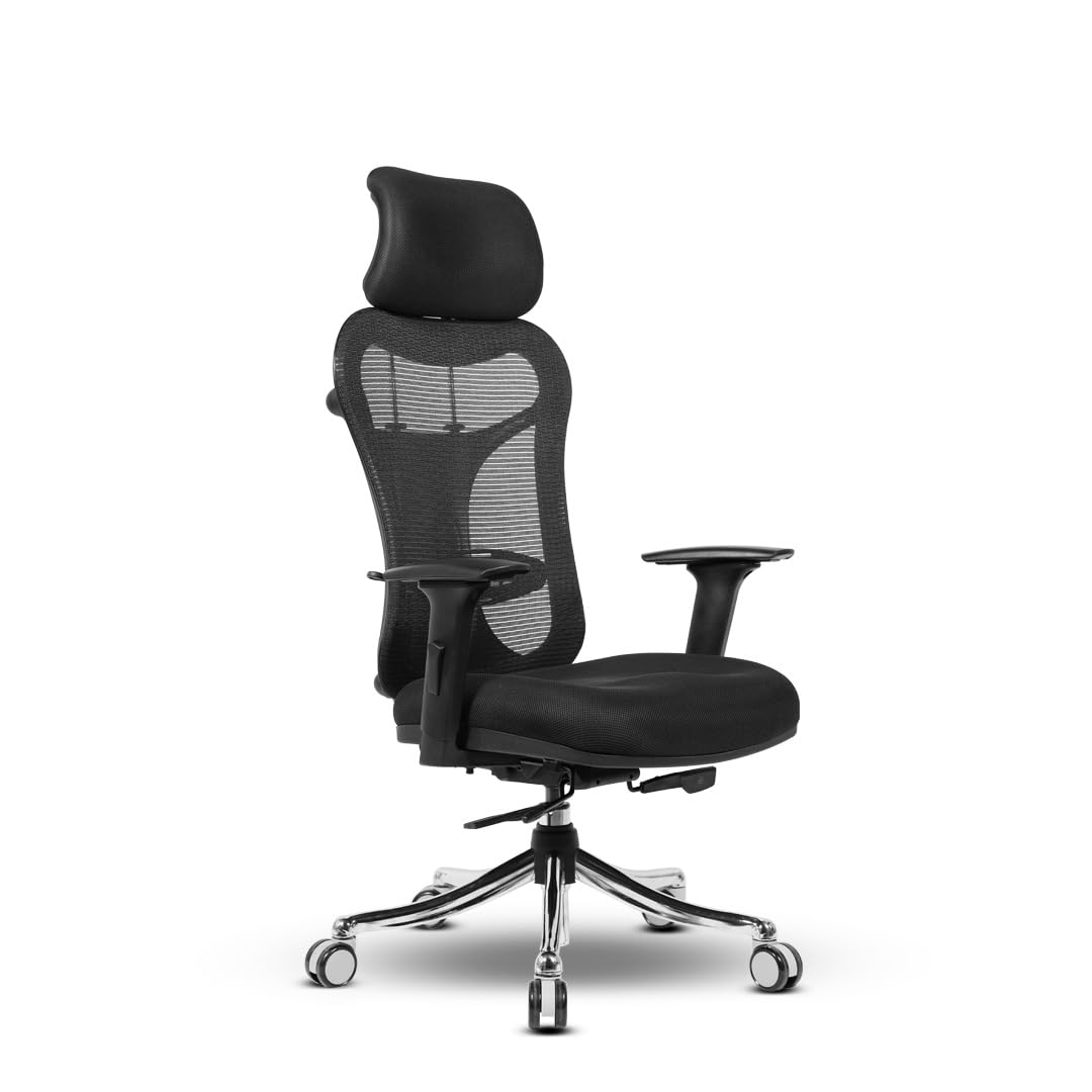 Make My Chairs™ Optimus Elite High Back Mesh Ergonomic Office Chairs for Work | 3D Armrest | Seat Slider|Multi-Lock Synchro Mechanism | W-Shape Cushion Seat |Executive Chair (3 Years Warranty)