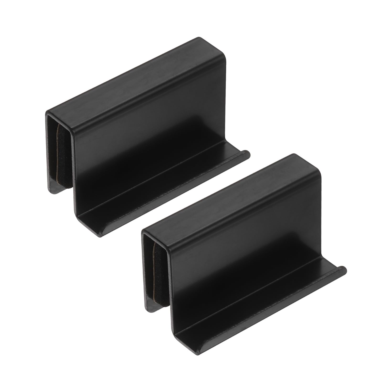 sourcing map 2Pcs 1.6 Inch Glass Finger Edge Pull, Steel Window Display Door Clips, Concealed Cabinet Door Handle for Drawers, Wardrobes, Display Glass Case, Furniture, Black — image 1