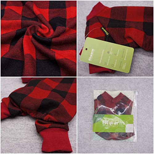 Fitwarm 100% Cotton Buffalo Plaid Dog Clothes Puppy Pajamas Pet Apparel Cat Onesies Jammies Doggie Jumpsuits Red Small #TOP5