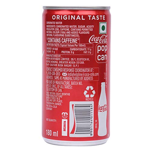 Image of Coca-Cola No Artificial Flavors Cola 180 Ml Can