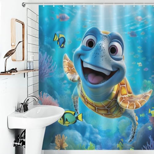 Rideau de douche tortue mignonne lavable pour éviter les éclaboussures