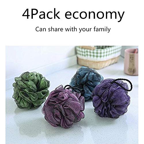 4 Pack Bad Dusche Sponge JollyJelly Mesh Bad Luffa Doppel Mesh Körper Scrubber Pinsel für Frauen Männer Peeling Haut Sauber Beruhigen Haut (Mix -4 Pack)
