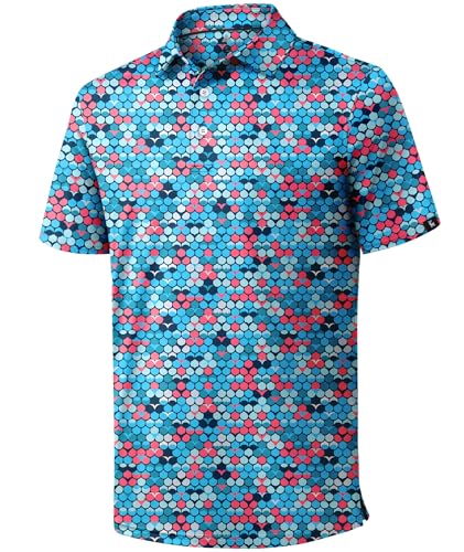 ZITY Golf Shirts for Men Short Sleeve Print Polo Shirt Moisture Wicking Regular Fit Casual Beach...
