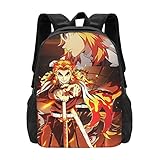 [COOLEAD] 鬼滅の刃 煉獄杏寿郎 リュック 大容量収納 耐摩耗 防水 通学 屋外 遠足 旅行 学校 学生 Pc収納 多機能リュック お祝い プレゼント リュック 男女兼用バックパック A119