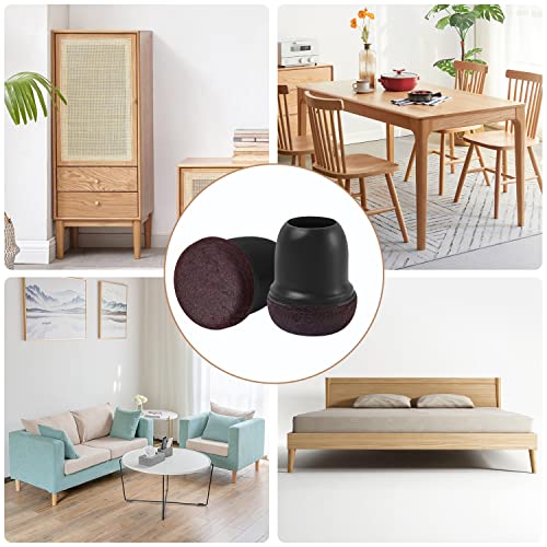 24 Pcs Extra Small Silicone Chair Leg Floor Protectors With Wrapped Felt, Chair Leg Caps Covers, Felt Furniture Pads, Floor Protectors For Chair, Bar Stool Leg Protectors, Fit 0.5"-0.8"(Round, Black) #TOP7