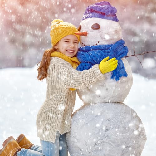 Image of ONESING Kids Knit Gloves - Stretchy Gloves for Boys Girls Winter, Solid Finger Gloves for Children