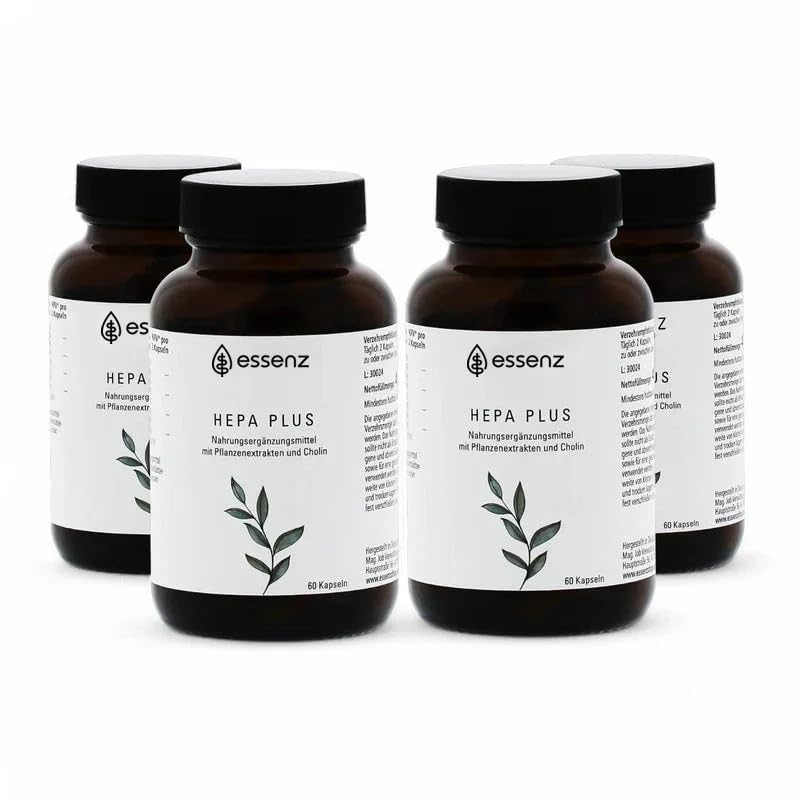 ESSENZ - Hepa Plus 4x60 Kapseln - Hochwertige Leber Kapseln mit Mariendistel Artischocke Löwenzahn. Natürliches Nahrungsergänzungsmittel zur Unterstützung der Lebergesundheit