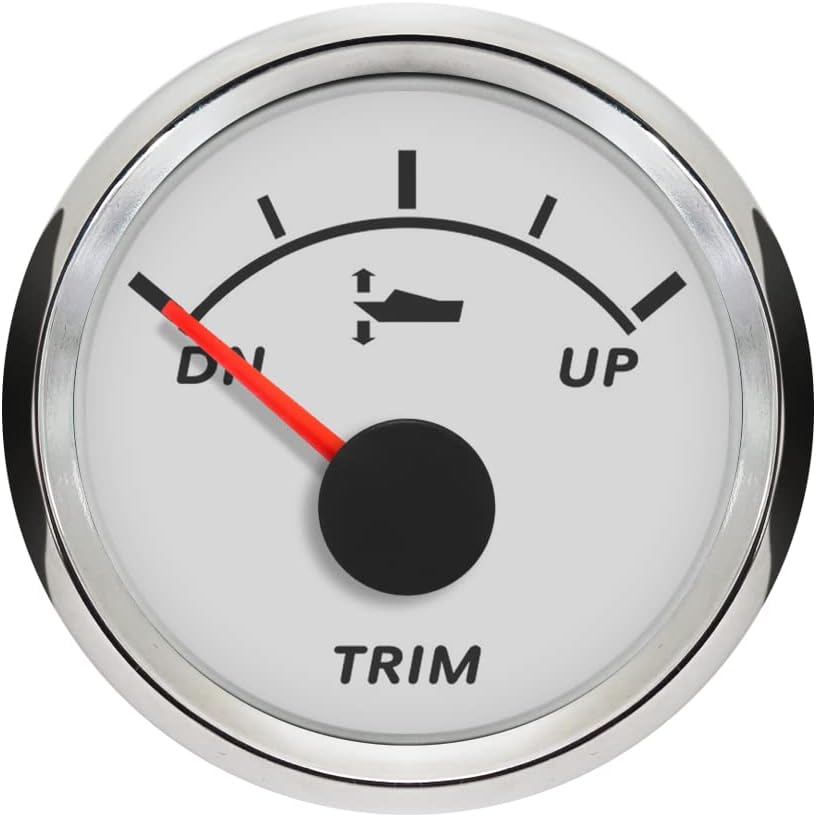 ELING 52mm Trim Gauge Meter 0-190ohm UP-DN with Red Backlight 9-32V for Car Motorcycle (Right White+Stainless Steel)