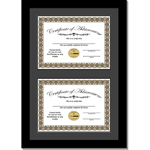 Creative Picture Frames 14"x20" Black Double Diploma Frame with Black Matting Holds Two 8.5 x 11 -inch Media and Installed Wall Hangers Cover