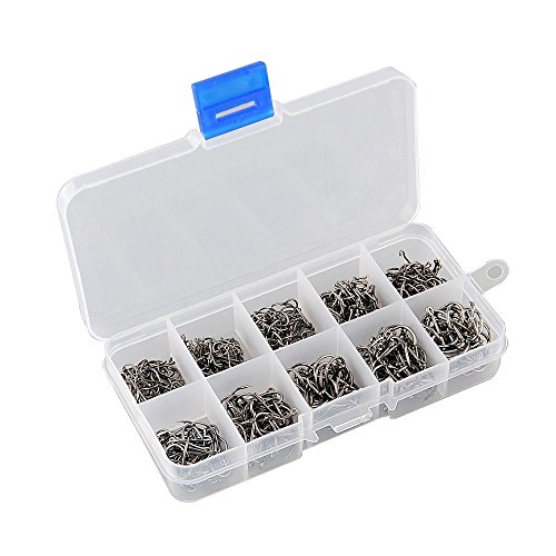 image for VIPMOON 500pcs Premium Fishhooks,10 Sizes Carbon Steel Worm Senko Bait