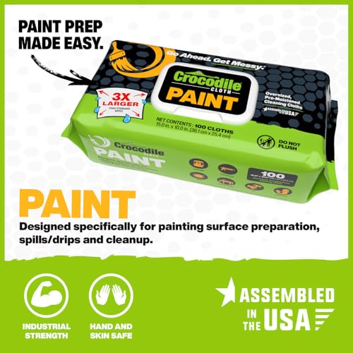 Crocodile Cloth Paint Cleaning Wipes – 100 Count (15" x 10") Heavy-Duty Cleaning Cloths for Paint Prep & Cleanup, Removes Paint, Adhesive, Caulk – Ideal for Painters, Contractors, Artists & DIY Work - Image 3