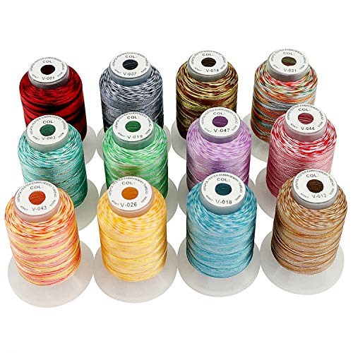 New brothread 12 Multi Colores 500M(550Y) Poliéster Bordado Máquina Hilo para Brother Babylock Janome Singer Pfaff Husqvarna Bernina Bordado Máquinas Surtido2