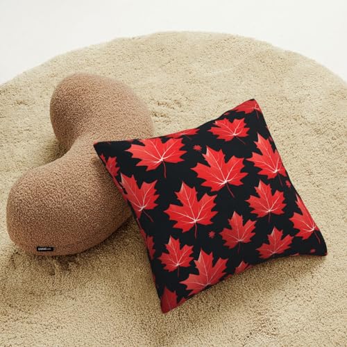 Coussin feuille d'érable en velours pour déco canapé et chambre