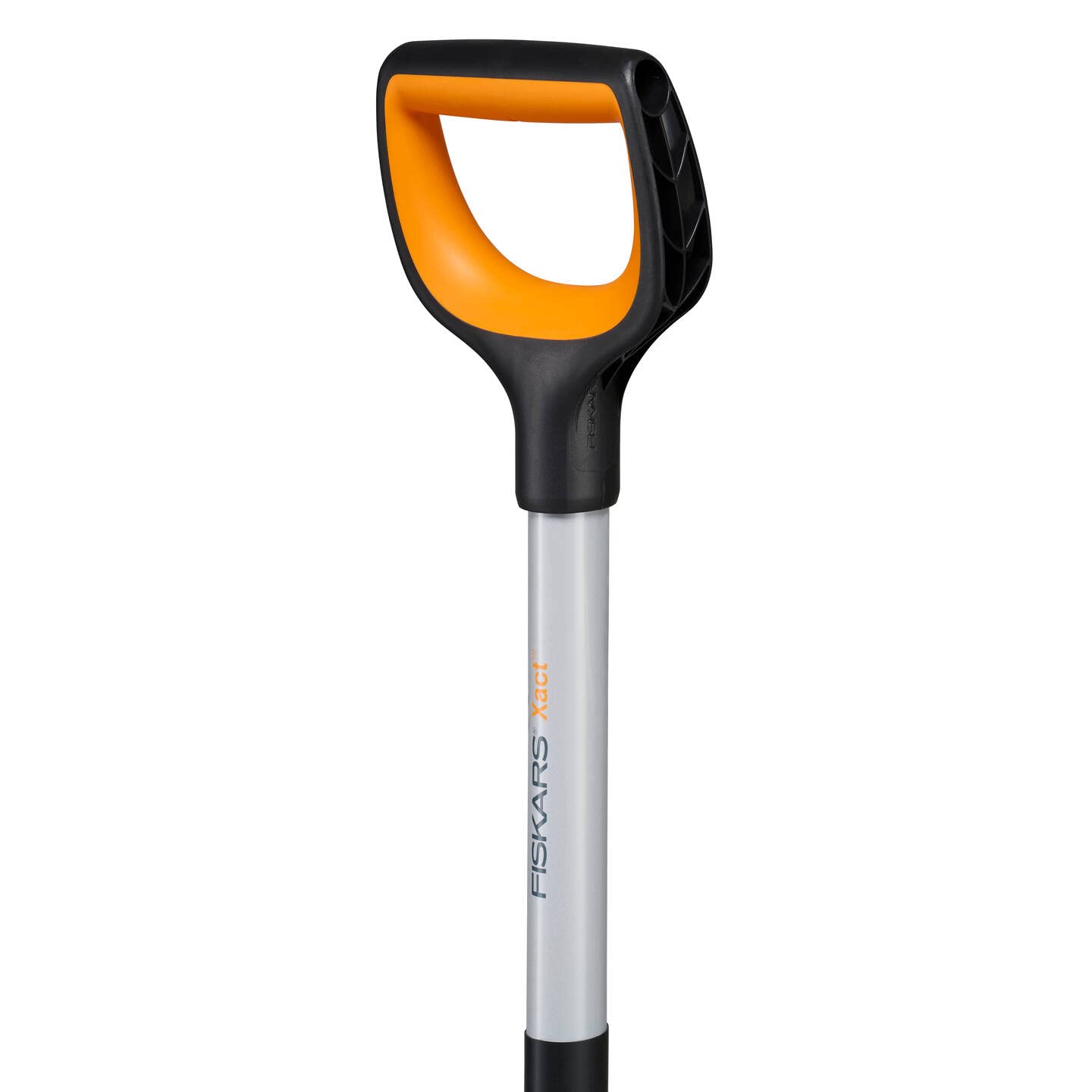 Fiskars Horca de jardín para suelos duros y pedregosos, Con 4 púas, Longitud: 120 cm, Púas de acero de calidad/Mango de plástico reforzado con fibra de vidrio, Negro/Naranja, Xact, 1070716