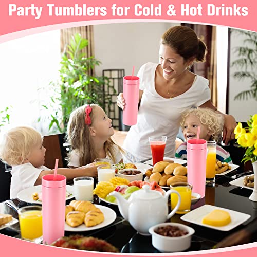 Meekoo 30 Pack Skinny Tumbler With Lids And Straws 16 Oz Matte Colored Acrylic Tumblers Double Wall Plastic Tumbler Cups Skinny Travel Tumbler Reusable Cup For Party Birthday Home (Watermelon Red) #TOP6