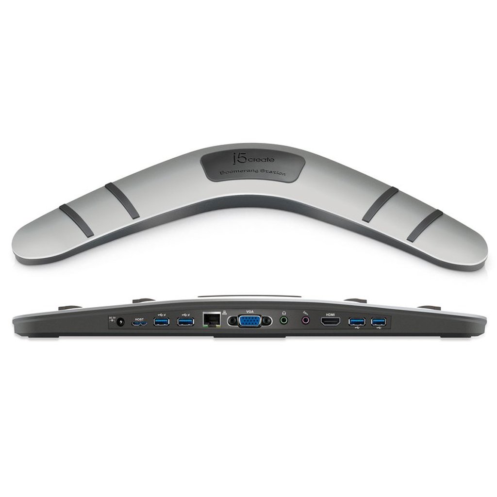 j5create USB 3.0 Boomerang Docking Station- Full 1080p Resolution | USB 3.0 Host Connection | Gigabit Ethernet | Compatible with Microsoft Windows 7