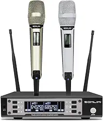 SOMLIMI original EW135G4 Sem Fio Microfone Profissional para Cantares Performances dePalco Karaoke Conferenciada lgreja Palestr (135-White and Gold)