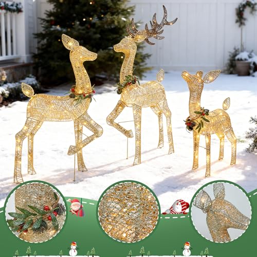 Cerf véritable 3D de Noël lumineux pour remplacer vieux décors